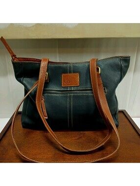 Vintage Rowallan of Scotland Hand Made~Leather~Navy Blue Purse Shoulder Bag